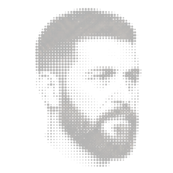 A halftone portrait representing a different perspective
