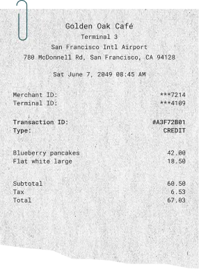 A Golden Oak Café till receipt